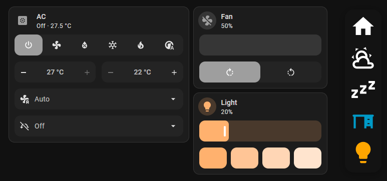 Lovelace dashboard for an Amazon Echo Show 5 Gen 2